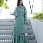 Elaf Unstitched Lawn Prints '26-EPN-7A TEAL ME, digital lawn suit with cambric trouser and airy dupatta, perfect summer wear, full front look