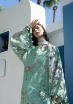 Elaf Unstitched Lawn Prints '26-EPN-7A TEAL ME, digital lawn suit with cambric trouser and airy dupatta, perfect summer wear, front shirt and sleeves deign