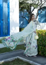 Elaf Unstitched Lawn Prints '26-EPN-7B MOON FLOWER floral lawn suit with cambric trouser and airy voile dupatta, perfect summer wear, dupatta print