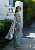 Elaf Unstitched Lawn Prints '26-EPN-8A EIRINI BLOOM, floral lawn suit with cambric trouser and voile dupatta, perfect summer daytime wear, side look