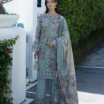 Elaf Unstitched Lawn Prints '26-EPN-8A EIRINI BLOOM, floral lawn suit with cambric trouser and voile dupatta, perfect summer daytime wear