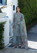 Elaf Unstitched Lawn Prints '26-EPN-8A EIRINI BLOOM, floral lawn suit with cambric trouser and voile dupatta, perfect summer daytime wear