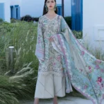 Elaf Unstitched Lawn Prints ’26 EPN-8B FAIRYTALE floral lawn suit with cambric trouser and voile dupatta, perfect summer daytime wear, full suit