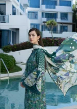 Elaf Unstitched Lawn Prints '26-EPN-9A PEACOCK with floral clusters, polka accents, chevron patterns, straight relaxed cutline & wide sleeves design