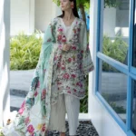 Elaf Unstitched Lawn Prints ’26 EPN-9B CHANTILLY with scattered florals, soft vine motifs, layered borders & lace accents on neckline & hem, full look