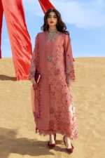 Rang Rasiya Embroidered Lawn Suit 2026 | AMANI - Unstitched embroidered lawn suit with organza neckline, Schifli border, and printed dupatta