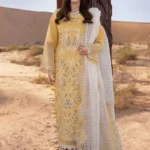 Rang Rasiya Embroidered Lawn Suit 2026 | HOORAIN – Unstitched summer embroidered 3‑piece lawn outfit with organza details.