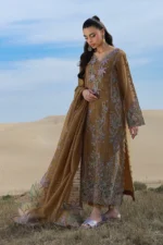 Rang Rasiya Embroidered Lawn Suit 2026 | MINAAL with cotton net embroidered panels, organza borders and textured dupatta, side look