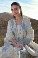 Rang Rasiya Embroidered Lawn Suit 2026 | NOOREH, with 3D organza floral motifs and detailed borders, front shirt