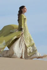 Rang Rasiya Embroidered Lawn Suit 2026 | ZARIAH featuring embroidered lawn panels, organza cutwork borders, neckline embroidery and textured dupatta, side look
