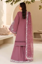 Tabeer By Zarif 3-Piece Unstitched Embroidered Silk Dress | 08 Sung sequins embroidered raw silk suit with organza dupatta, back side