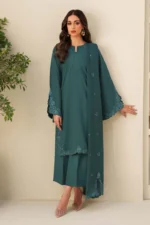 Zarif 3-Piece Unstitched Embroidered Silk Dress 07 Sawera sequins embroidered raw silk suit with chiffon dupatta, front full suit