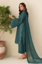 Zarif 3-Piece Unstitched Embroidered Silk Dress 07 Sawera sequins embroidered raw silk suit with chiffon dupatta, side look