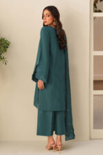 Zarif 3-Piece Unstitched Embroidered Silk Dress 07 Sawera sequins embroidered raw silk suit with chiffon dupatta, back side