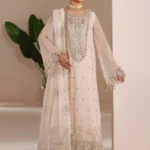 ALIZEH | AYMAL | Luxury Bamber Chiffon | MIKA-03, unstitched Pakistani suit with hand-embroidered organza neck, borders, and back patch detail.
