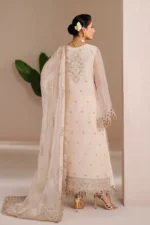 ALIZEH | AYMAL | Luxury Bamber Chiffon | MIKA-03, unstitched Pakistani suit with hand-embroidered organza neck, borders, and back patch detail. back of shirt