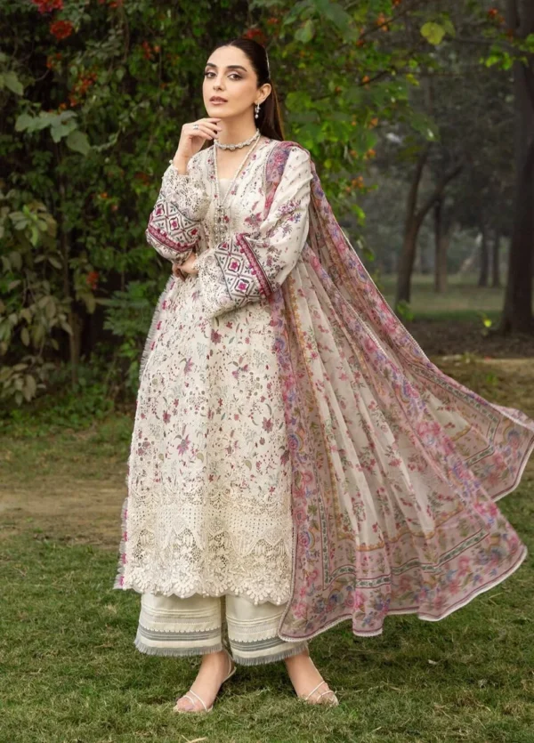 Elaf Chikankari Lawn ERC-5A MEHR embroidered chikankari lawn suit with chiffon dupatta