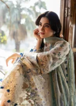 Elaf Premium Chikankari Lawn ERC-1A SAHIL embroidered lawn suit with chiffon dupatta, sleeves closeup