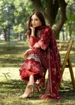 Elaf Premium Chikankari Lawn ERC-1B MARJAAN embroidered lawn suit with chiffon dupatta, shirt closeup