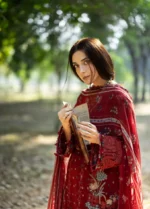 Elaf Premium Chikankari Lawn ERC-1B MARJAAN embroidered lawn suit with chiffon dupatta front