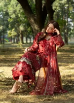 Elaf Premium Chikankari Lawn ERC-1B MARJAAN embroidered lawn suit with chiffon dupatta, closeup