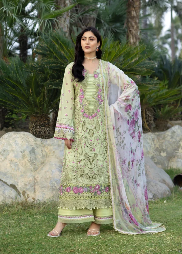 Elaf Premium Chikankari Lawn ERC-2A HINA 3 piece unstitched lawn suit with chiffon dupatta