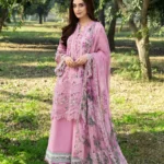 Elaf Premium Chikankari Lawn ERC-3A Man Mayal embroidered lawn suit with chiffon dupatta