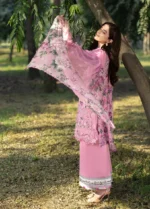 Elaf Premium Chikankari Lawn ERC-3A Man Mayal embroidered lawn suit with chiffon dupatta closeup