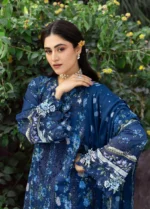 Elaf Premium Chikankari Lawn ERC-3B NEEL embroidered lawn suit with chiffon dupatta, sleeves closeup