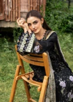 Elaf Premium Chikankari Lawn ERC-4A KOYAL 3 piece unstitched lawn suit with chiffon dupatta, sleeves closeup