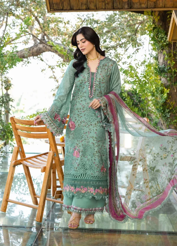 Elaf Premium Chikankari Lawn ERC-4B NAYAB 3 piece unstitched lawn suit with chiffon dupatta