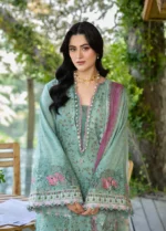 Elaf Premium Chikankari Lawn ERC-4B NAYAB 3 piece unstitched lawn suit with chiffon dupatta, front shirt closeup