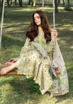 Elaf Chikankari Lawn ERC-6A EYRA embroidered lawn suit with chiffon dupatta, shirt closeup