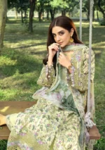 Elaf Premium Chikankari Lawn ERC-6A EYRA embroidered lawn suit with chiffon dupatta, front