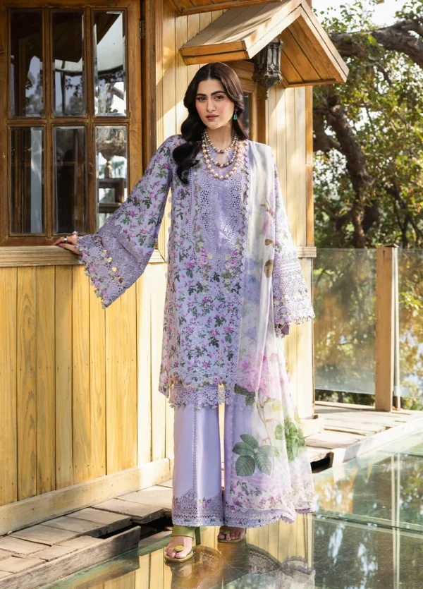 Elaf Premium Chikankari Lawn ERC-6B IRIS 3-piece unstitched lawn suit with chiffon dupatta