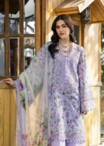 Elaf Premium Chikankari Lawn ERC-6B IRIS 3-piece unstitched lawn suit with chiffon dupatta, shirt close up