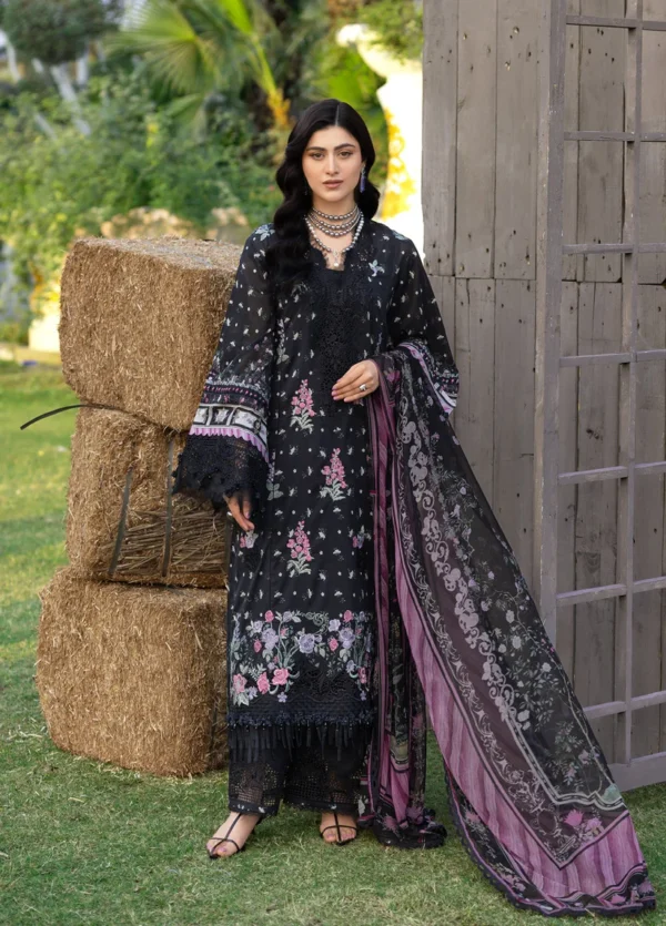 Elaf Premium Chikankari Lawn ERC-7A ARZO 3-piece unstitched lawn suit with chiffon dupatta