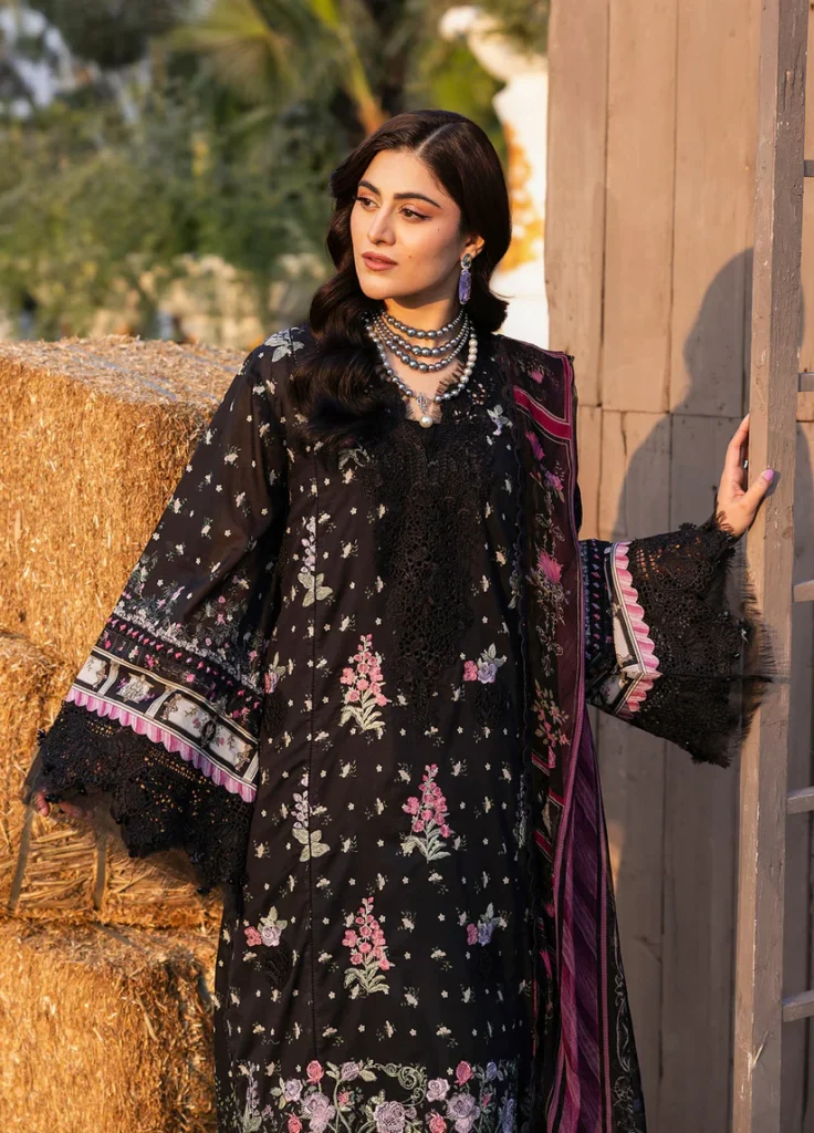 What Is Chikankari Lawn and Why Is It Popular in the UK 3 Elaf Premium Chikankari Lawn ERC-7A ARZO 3-piece unstitched lawn suit with chiffon dupatta, front shirt