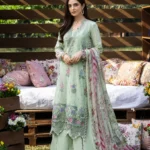 Elaf Premium Chikankari Lawn ERC-7B NAHL 3-piece unstitched lawn suit with chiffon dupatta