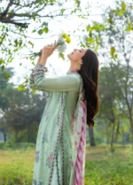 Elaf Premium Chikankari Lawn ERC-7B NAHL 3-piece unstitched lawn suit with chiffon dupatta, side look