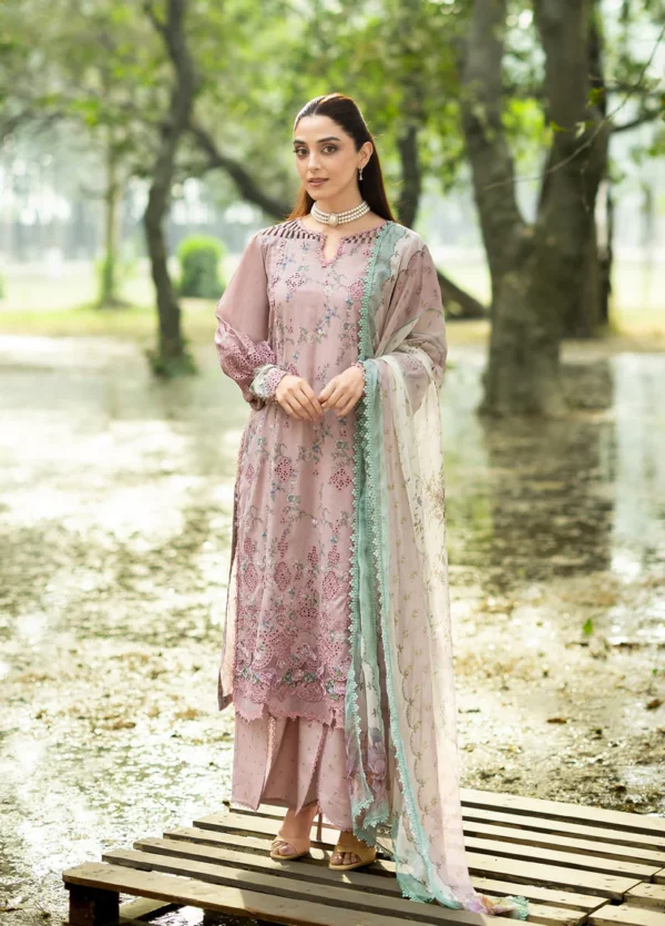 Elaf Premium Chikankari Lawn ERC-8A SAHAA 3 piece unstitched lawn suit with chiffon dupatta