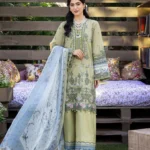 Elaf Premium Chikankari Lawn ERC-8B MENAH 3-piece unstitched lawn suit with chiffon dupatta