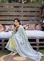 Elaf Premium Chikankari Lawn ERC-8B MENAH 3-piece unstitched lawn suit with chiffon dupatta closeup