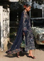 Hussain Rehar Unstitched Lawn Eid Edit-Amalfi navy blue 3 piece embroidered lawn suit organza motifs Kalabagh Luxury Lawn Eid Edit 2026 UK, side look