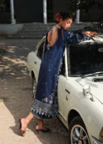 Hussain Rehar Unstitched Lawn Eid Edit-Amalfi navy blue 3 piece embroidered lawn suit organza motifs Kalabagh Luxury Lawn Eid Edit 2026 UK, back