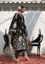 Hussain Rehar Unstitched Lawn Eid Edit-Sable black 3 piece embroidered lawn suit with organza dupatta Kalabagh Luxury Lawn Eid Edit 2026 UK, side look