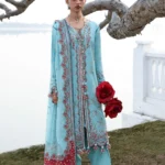 Hussain Rehar Unstitched Lawn Eid Edit-Sepher sky blue embroidered lawn suit chiffon dupatta Kalabagh Luxury Lawn 2026 UK