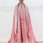 Hussain Rehar Unstitched Lawn Eid Edit-Sorti light pink 3 piece embroidered lawn suit chiffon dupatta Kalabagh Luxury Lawn 2026 UK, front