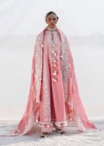 Hussain Rehar Unstitched Lawn Eid Edit-Sorti light pink 3 piece embroidered lawn suit chiffon dupatta Kalabagh Luxury Lawn 2026 UK, front