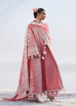 Hussain Rehar Unstitched Lawn Eid Edit-Sorti light pink 3 piece embroidered lawn suit chiffon dupatta Kalabagh Luxury Lawn 2026 UK, side look